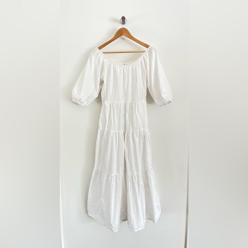 Vintage - St Tropez White Peasant Tiered Maxi Dress - Picture 3 of 3